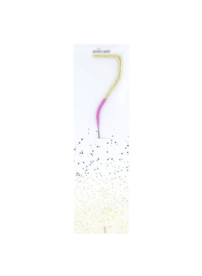 Wondercandle Bicolor 2-Tone Gold Pink Celebration Candle Number 7 Decorative Cake Topper for Birthdays Anniversaries Parties Elegant Personalized Gift German Made